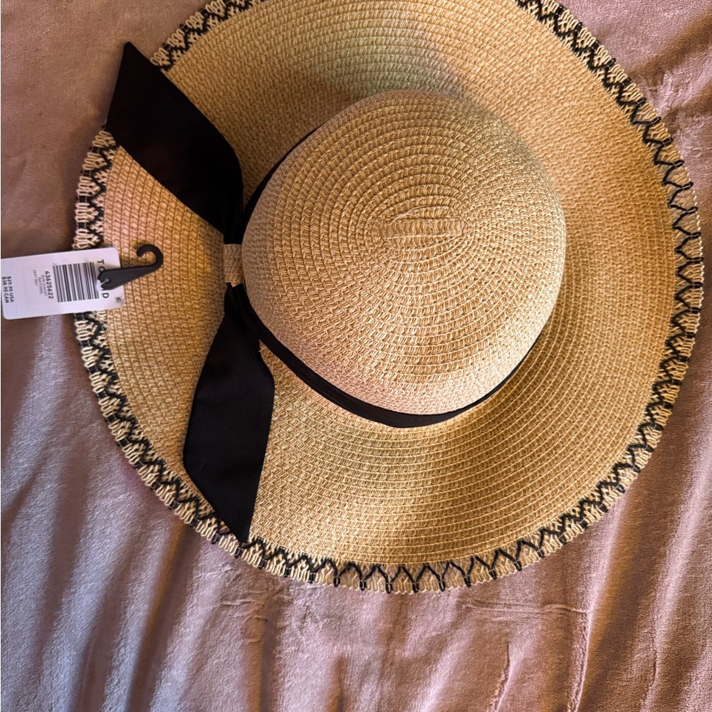 Torrid Straw Hat with Black Ribbon Accent